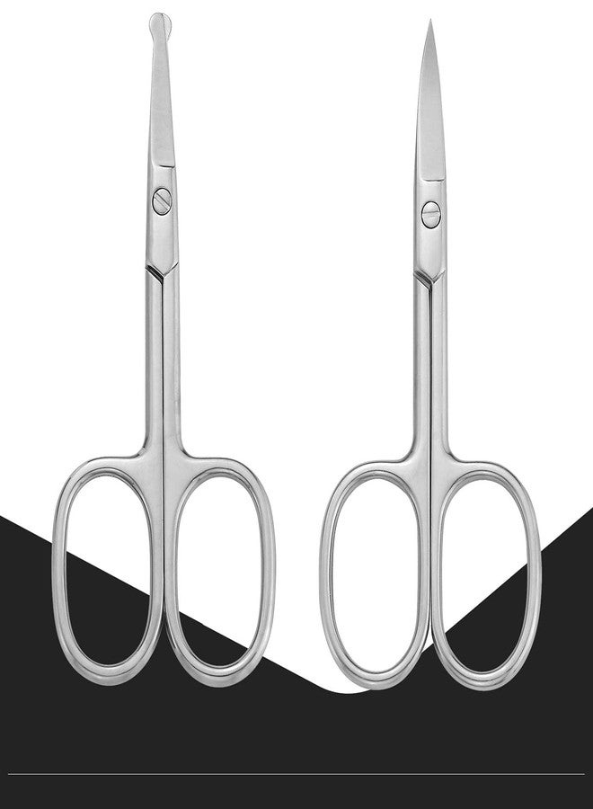 Ghelonadi Stainless Steel Grooming Scissors Small Curved & Rounded Tip Nose Hair Clipper, Eyebrow Scissor Mustache Trimming (Pack of 2) - Image 5